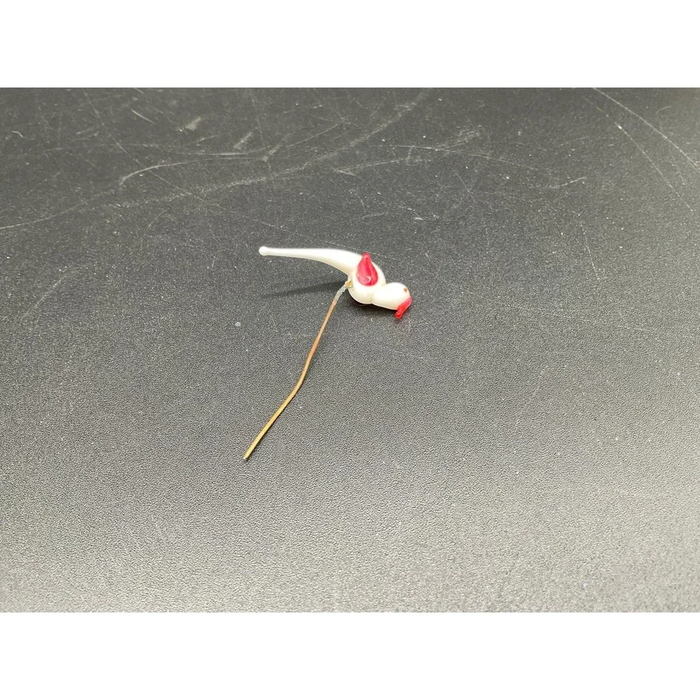 Vintage Japanese‎ Blown Glass Bird Pick for Terrarium Diorama Miniature Display